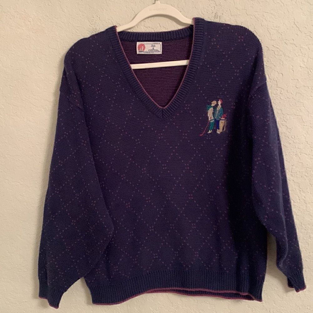 Ladies Isle of Cotton Vintage Golf Sweater Size XL
